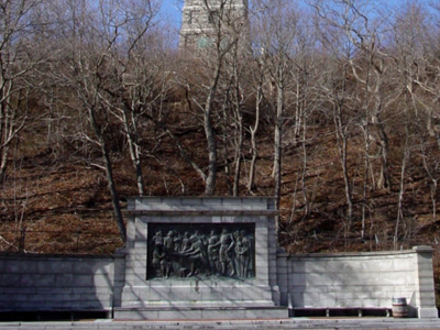 Pilgrim Monument and Mayflower Compact in Provincetown, Massachusetts